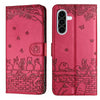 For Samsung Galaxy A36 / A56 5G Cat Embossing Pattern Leather Phone Case with Lanyard(Red)