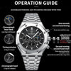 BINBOND B0161 Multifunctional Luminous Waterproof Business Quartz Watch, Color: Black Steel-Blue