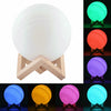 15cm Patted 3D Print Jupiter Lamp, USB Charging 7-Color Changing Energy-saving LED Night Light with Wooden Holder Base