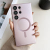 For Samsung Galaxy S25 Ultra 5G Metallic Paint Magsafe Liquid TPU Phone Case(Pink)