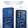 For Samsung Galaxy S25 5G Sliding Camshield TPU Hybrid PC Phone Case with Holder(Navy Blue)