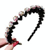 Pearl Rhinestone Wavy Headband Thin Edge Non-Slip Clip Headgear(6 Colorful)