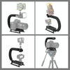 PULUZ U/C Shape 3-Head Cold Shoes Portable Handheld DV Bracket Stabilizer for All SLR Cameras and Home DV Camera