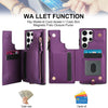 For Samsung Galaxy S23 Ultra 5G Double Flap Zipper RFID Leather Phone Case with Short Lanyard(Dark Purple)