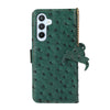 For Samsung Galaxy A36 Ostrich Pattern Genuine Leather RFID Phone Case(Green)