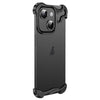 For iPhone 15 Frameless Metal Corner Pad Phone Case with Lens Film(Black)