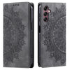 For Samsung Galaxy A36 Totem Embossed Magnetic Leather Phone Case(Grey)