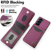 For Samsung Galaxy Z Fold6 AwQuer RFID Vertical Flip Card Bag Holder Leather Phone Case(Dark Purple)