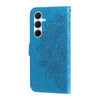 For Samsung Galaxy A36 5G / A56 5G Seven-petal Flowers Embossing Leather Phone Case(Blue)