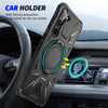 For Samsung Galaxy S25+ 5G MagSafe Magnetic Shockproof Phone Case with Ring Holder(Black)