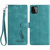 For Samsung Galaxy A22 5G Skin Feel Embossed Feather Leather Phone Case(Green)