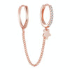 SCE914-C Sterling Silver S925 Zircon Fashion Double Pierced Star Earrings(Rose Gold)