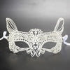 Halloween Masquerade Party Dance  Sexy Lady Lace Cat King Mask(White)