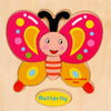 2 PCS Educational Toddler Wooden Toy Cartoon Animal 3D Puzzle(Butterfly)