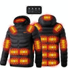 19 Zone 4 Control Black USB Winter Electric Heated Jacket Warm Thermal Jacket, Size: XXXXXL