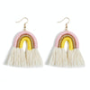 2 Pairs Personalized Tassel Bohemian Earrings Hand-Woven Retro Earrings(Yellow Colorful)