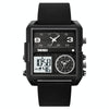 SKMEI 2021 Square Large Dial Triple Movement Men Sports Watch(Black White Machine)