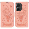 For Asus Zenfone 9 Butterfly Rose Embossed Leather Phone Case(Pink)