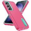 For Samsung Galaxy S24+ / S25+ 5G Rugged PC Hybrid Silicone Phone Case with Holder(Rose Red+Light Green)