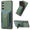 For Samsung Galaxy A36 Carbon Fiber Fold Stand Elastic Card Bag Phone Case(Green)