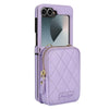 For Samsung Galaxy Z Flip6 AwQuer Crossbody Zipper Wallet Bag Litchi Leather Phone Case(Light Purple)