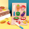 2 PCS Wood Blocks Cutting or Stringing Cube Puzzle Early Education Intelligence Toys For Children(Fruit-Cutting)