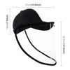 Anti-Saliva Splash Anti-Spitting Anti-Fog Anti-Oil Protective Baseball Cap Mask Removable Face Shield(Black)