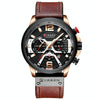 CURREN M8329 Casual Sport Leather Watch for Men(Rose black)