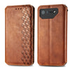For ASUS ROG Phone 7 Cubic Grid Pressed Magnetic Leather Phone Case(Brown)
