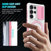 For Samsung Galaxy S25 Ultra 5G Sliding Camshield MagSafe Holder TPU Hybrid PC Phone Case(Pink White)