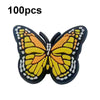 100pcs Butterfly Cartoon Shoe Flower Removable PVC Soft Rubber Cave Shoes Buckle(Yellow)