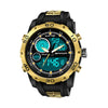 SANDA New Waterproof Luminous Plastic Multi Functional Watch Men Outdoor Sports LED Electronic Watch(Gold)