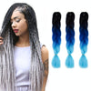 Fashion Color Gradient Individual Braid Wigs Chemical Fiber Big Braids, Length: 60cm(35 Black+Sapphire+Sky Blue)