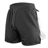 Mens Quick Dry Athletic Shorts Single Layer 5 / 10 Pants With Towel Hanging, Size: M(Dark Gary)