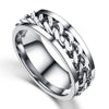 Punk Rock Stainless Steel Rotatable Chain Rings, Ring Size:9(Silver)