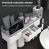 Free Punching Toothbrush Holder Set Bathroom Shelf, Style:2 Cups(Gray)