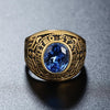 Retro Round Gemstone Carved Soldier Army Military Titanium Steel Ring for Men, US Size: 8, Diameter: 18.2mm, Perimeter: 57mm(Blue)