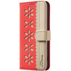 For Samsung Galaxy A15 Splicing Color Hollow Flower Pattern RFID Leather Phone Case(Red)