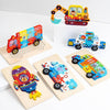 3 PCS Three-dimensional Buckle Traffic Puzzle Cognitive Puzzle Wooden Toy(School Bus)