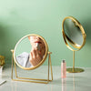 Desktop Makeup Mirror Simple Portable Mirror Rotating Dressing Mirror,Style: Gold High Model