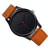 Men Simple Matte Leather Belt Quartz Watch(Black)
