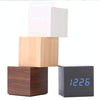 Multicolor Sounds Control Wooden Clock Modern Digital LED Desk Alarm Clock Thermometer Timer White Wood