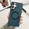 For Samsung Galaxy S25 Ultra 5G Magsafe Magnetic Ring Cloth Texture Phone Case(Blue)