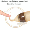 Infant Silicone Rice Paste Spoon Squeeze Feeding Soft Scoop Baby Complementary Food Tableware(Brown)