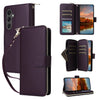 For Samsung Galaxy S24 FE 5G Nine-card Slots Zipper Wallet Bag Leather Phone Case(Dark Purple)