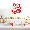 3D Stereo Decorative Clock Acrylic Digital Mirror Wall Sticker Wall Clock(Silver Red)