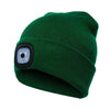 Unisex Warm Winter Polyacrylonitrile Knit Hat Adult Head Cap with 4 LED Lights, Button Battery (Dark Green)