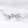 Sterling Silver Wing Earrings Simple S925 Silver Stud Earrings, Color:Silver