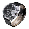 CAGARNY 6839 Irregular Large Dial Leather Band Quartz Sports Watch For Men(Silver Black + Black)