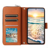 For Samsung Galaxy S23 5G Nine-card Slots Zipper Wallet Bag Leather Phone Case(Brown)